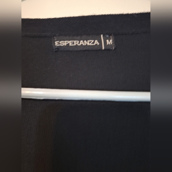 Esperanza Medium black longsleeve floral embroidered open knit long cardigan - Picture 2 of 7